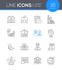 Wall Mural - Charity - modern line design style icon set