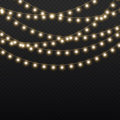 Christmas golden light garland, led neon lamp.