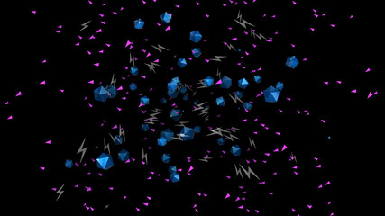 Wall Mural - futuristic concept of digital hologram technology of flight of various particles. abstract cyberspac