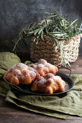 mexican sweet bans for the day of the dead, pan de muerto