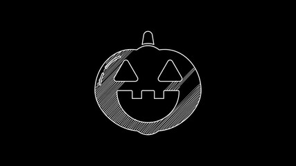 Poster - White line Pumpkin icon isolated on black background. Happy Halloween party. 4K Video motion graphic animation