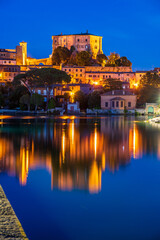 Wall Mural - Nightview of the village of Capodimonte on the Bolsena Lake