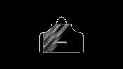 Sticker - White line Kitchen apron icon isolated on black background. Chef uniform for cooking. 4K Video motion graphic animation