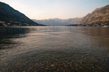 Wall Mural - View of the natural scenery in Kotor Bay area in summer, touristic famous destination in Montenegro