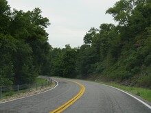Scenic Winding Road At The Foothills Of Ozard Mountains In Oklahoma