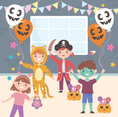 Sticker - kids celebrating halloween