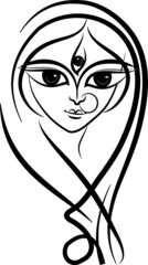 Durga Goddess in black and white art