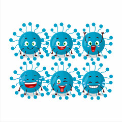 Sticker - Cartoon character of bovine virus with smile expression