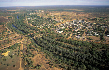 Canvas Print - The Katherine river and the town of Katherine in the Northern Territory, Australia.