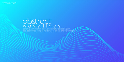 Wall Mural - abstract minimal blue background with wavy lines for banner design template. vector