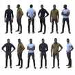 © Curto - full portrait of a same man with various outfits and various poses, on white background