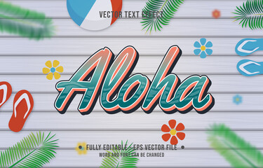 Wall Mural - text effect aloha gradient style with summer season theme background