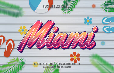 Wall Mural - text effect miami gradient style with summer season theme background