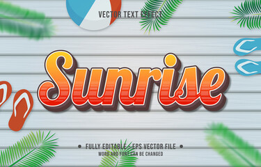 Wall Mural - text effect sunrise gradient style with summer season theme background