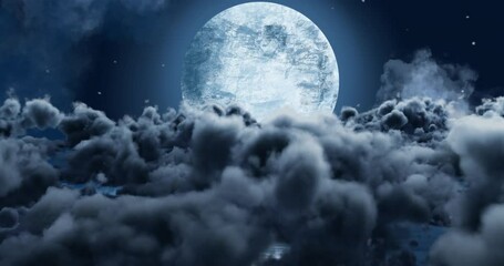 animation of cloudy night sky with moon
