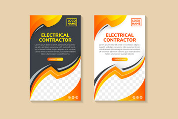 set of electrical contractor service banner use vertical layout with white and black background. yel
