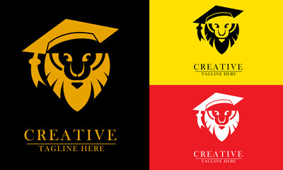 lion head education icon logo