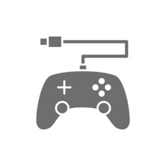 Canvas Print - Gamepad, console controler grey icon. Isolated on white background