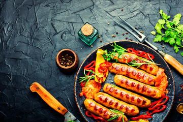 Canvas Print - Delicious grilled sausages