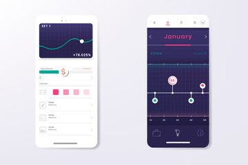 Wall Mural - Dark purple stock trading infographic template design vector