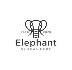 Wall Mural - Minimalist Elephant Logo line art design concept illustration silhouette black.