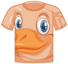 Front Of T-shirt With Face Of Duck Pattern