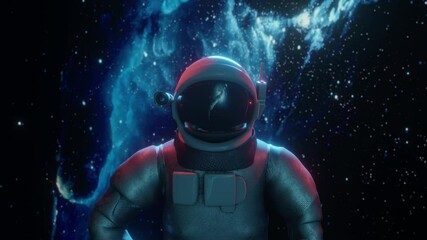 Poster - Futuristic astronaut concept. Astronaut in outer space. Cosmic science fiction wallpaper. Beauty of deep space. Billions of galaxies in the universe. 