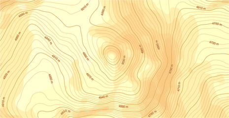 Abstract vector topographic map in yellow colors