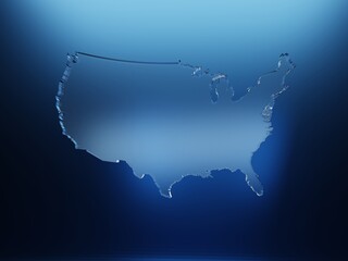 Wall Mural - USA map blue glass dark