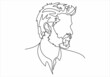 © nikvector - Continuous one line drawing of man portrait. Hairstyle. Fashionable men's style.