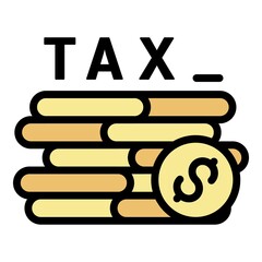 Wall Mural - Tax money coins icon. Outline tax money coins vector icon color flat isolated