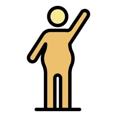 Canvas Print - Man overweight icon. Outline man overweight vector icon color flat isolated