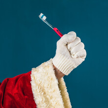 Santa Claus Recommends Brushing Your Teeth Every Day! Healthy Lifestyle Concept