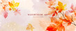 Watercolor autumn abstract background with maple leaves