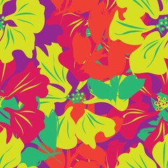 Poster - Floral Brush strokes Seamless Pattern Background