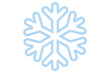 Outline snowflake icon. Geometric snow flake in blue. Snow silhouette in flat