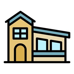 Wall Mural - House with a sloping roof icon. Outline house with a sloping roof vector icon color flat isolated