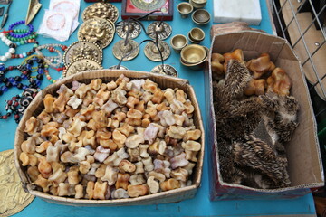 Wall Mural - Naran Tuul Market in Ulaanbaatar city, Mongolia. Antique goods on flea market: ancient dishes, other antique, antiquarian things. Shopping in flea bazaar. Ulaanbaatar landmark. Flea antiquarian market