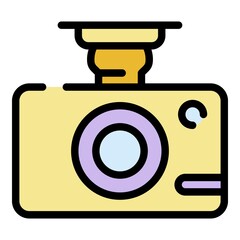 Sticker - Surveillance camera icon. Outline surveillance camera vector icon color flat isolated