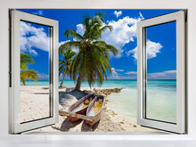 View From An Open Window To The Caribbean Sea