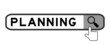 © bankrx - Search banner in word planning with hand over magnifier icon on white background
