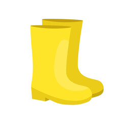 Wall Mural - Yellow high clean rubber boots. Vector illustration isolated white background