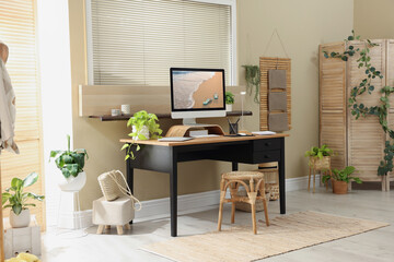 Poster - light room interior with comfortable workplace near window