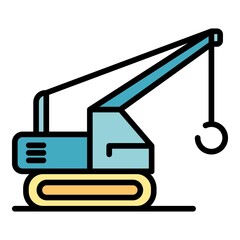 Wall Mural - Ring crane excavator icon. Outline ring crane excavator vector icon color flat isolated