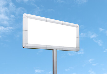 Outdoor billboard on blue sky background with white background mock up. clipping path