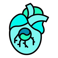 Canvas Print - Heart valve implant icon. Outline heart valve implant vector icon color flat isolated
