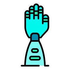 Sticker - Prosthetic arm icon. Outline prosthetic arm vector icon color flat isolated