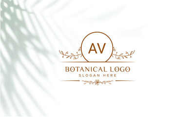 Wall Mural - AV Beauty vector initial logo, handwriting logo of initial signature, wedding, fashion, jewelry, boutique, floral and botanical with a creative template for any company or business. 