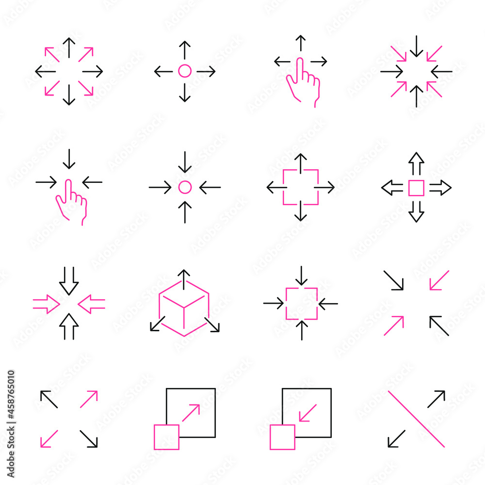 resize vector line icons set. scaling, increase,... Scaling icons set. Scaling pack symbol vector elements for infographic ...