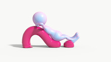 3d People Looks For An Idea Lying On A Red Question Mark.